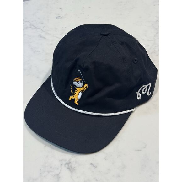 Malbon Golf Tiger Buckets Collection Snapback Hat Limited Edition Rope Cap Black - Picture 2 of 5